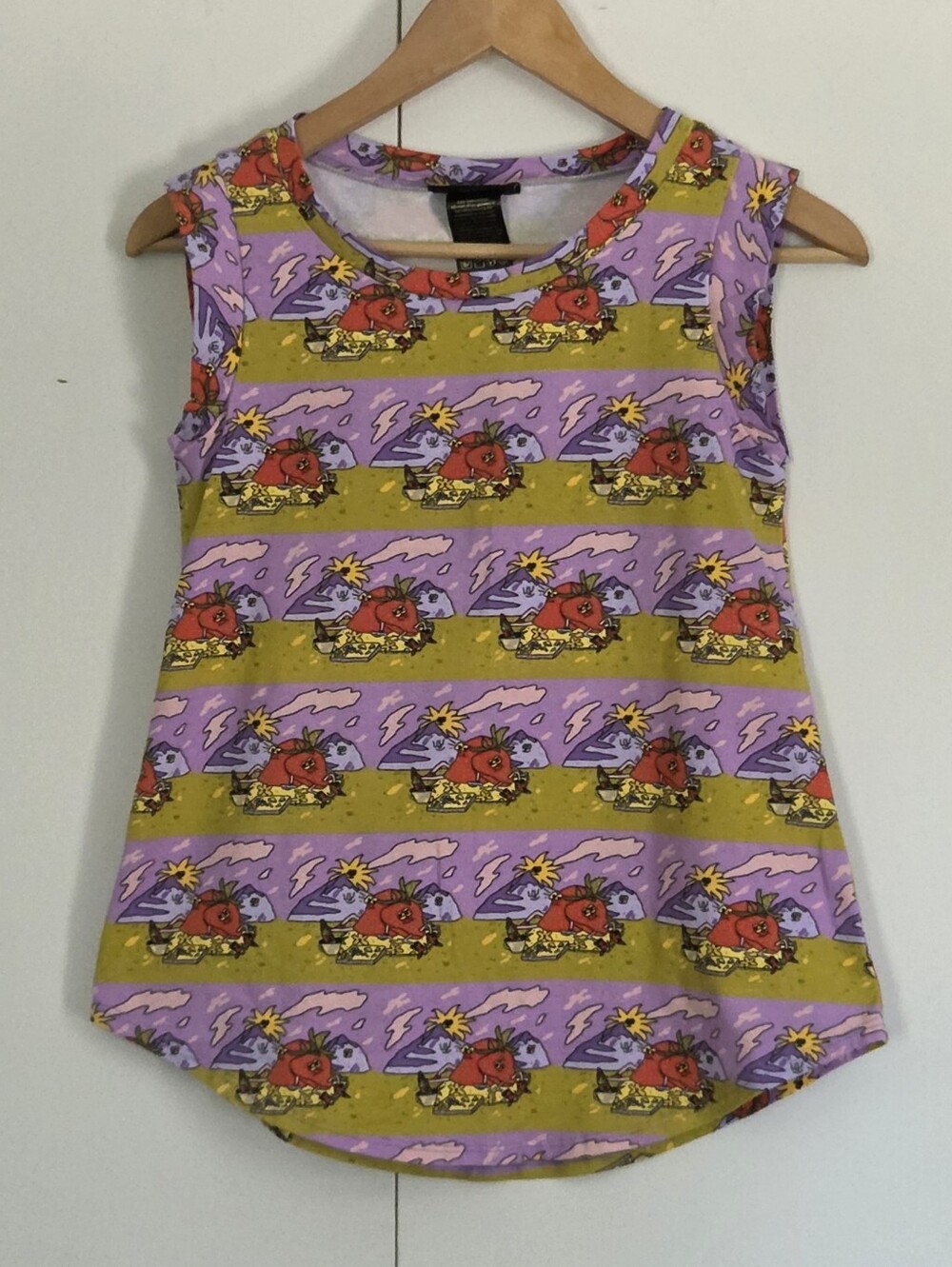 Nooworks Sleeveless Purple & Olive Graphic Tank Top